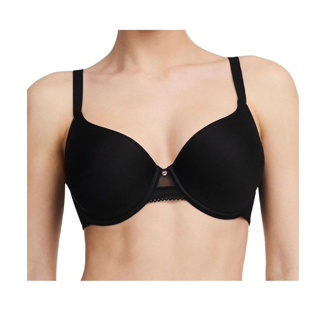 Chantelle C Jolie Memory Foam Bra Black 36C C13B60 Lace Plunge Lingerie